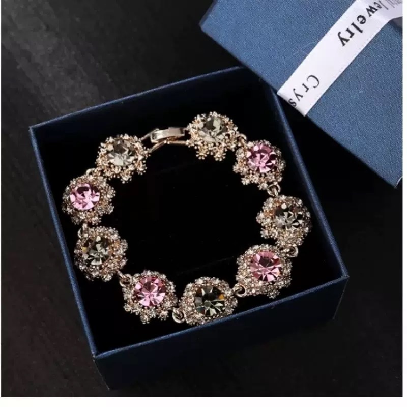 Crystal flower statement bracelet