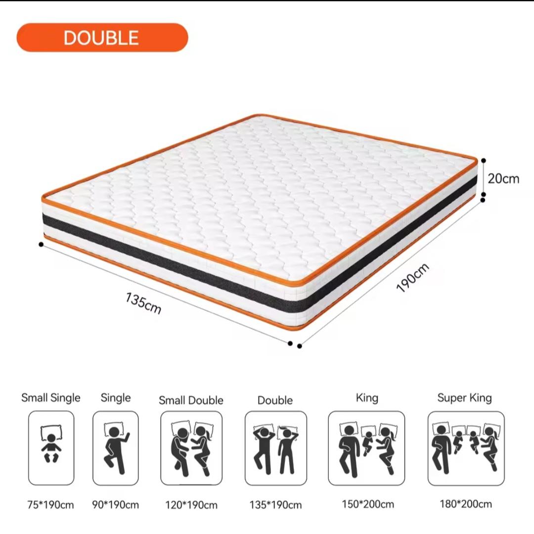 Hybrid memory foam and spring mattress,56ft orthopaedic comfort, pressure relief