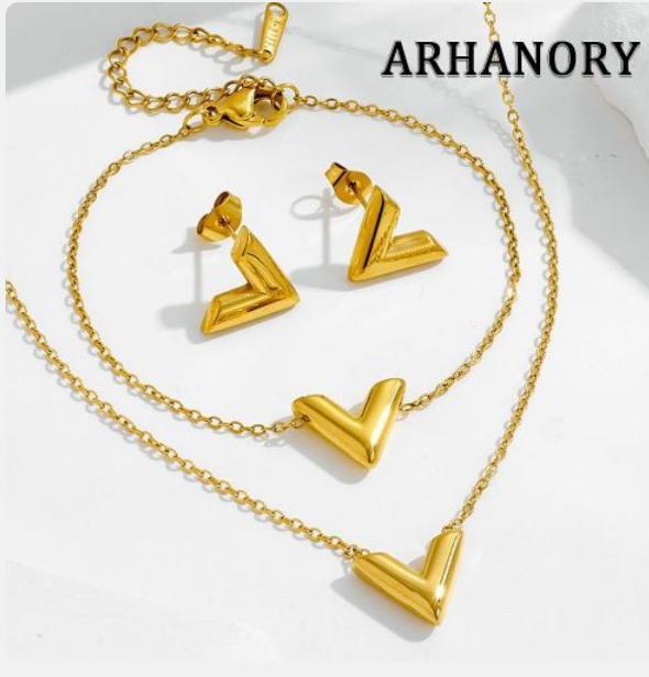 V- shape necklace set